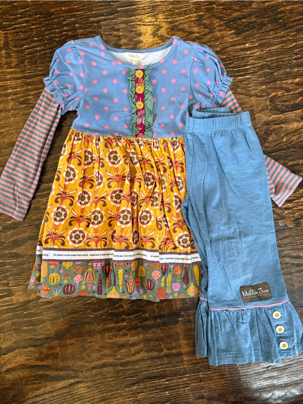 Matilda Jane Blue, Mustard & Pink Polka Dot Floral Tunic Set